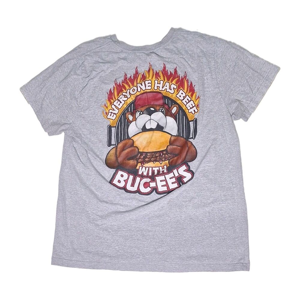 Buc-ee's Everyone Has a Beef Graphic T-Shirt Men's 2XL Gray Crew Neck Tee